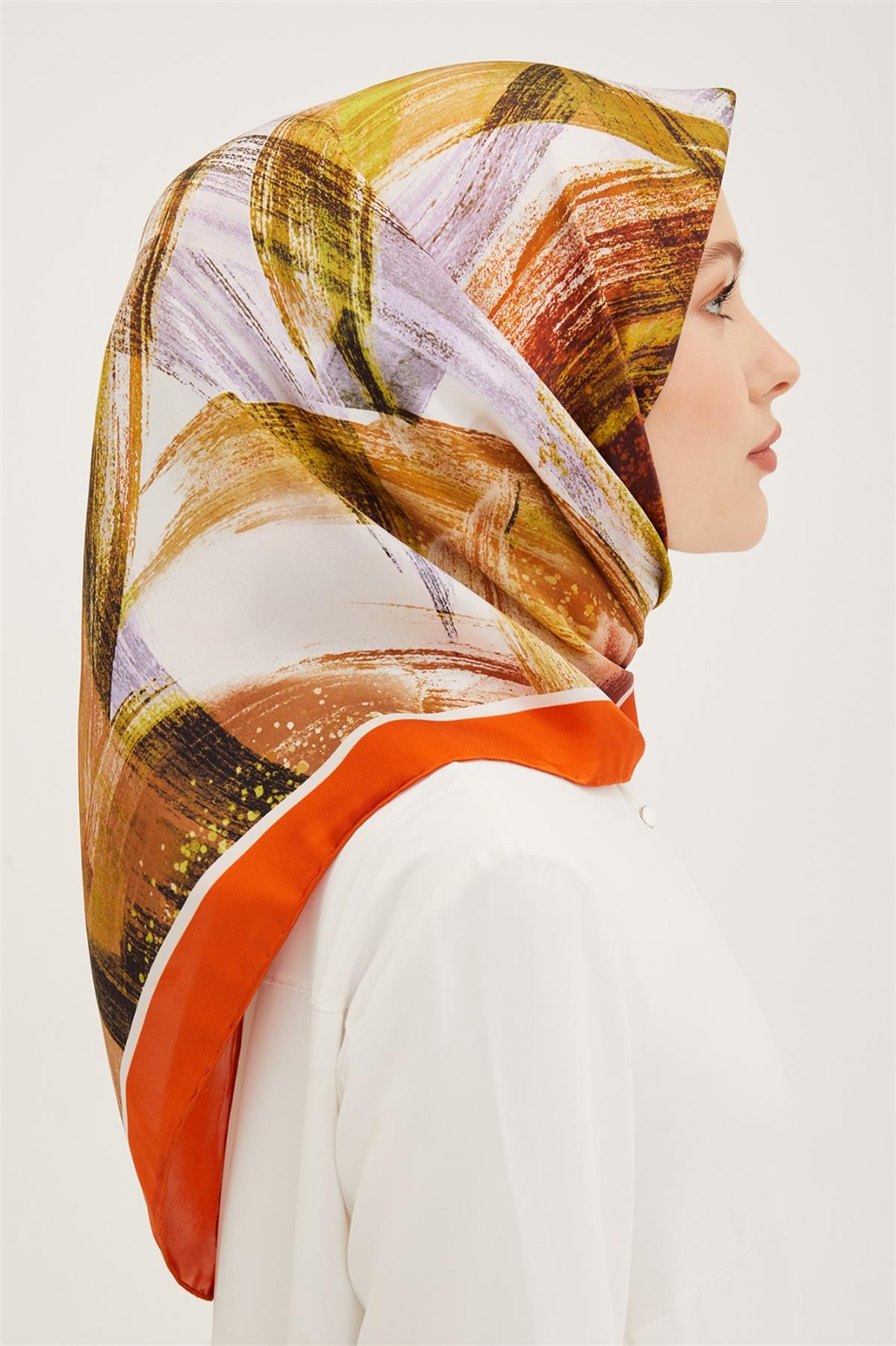 Armine Taba Batik Desen Sura İpek Eşarp 8932-31
