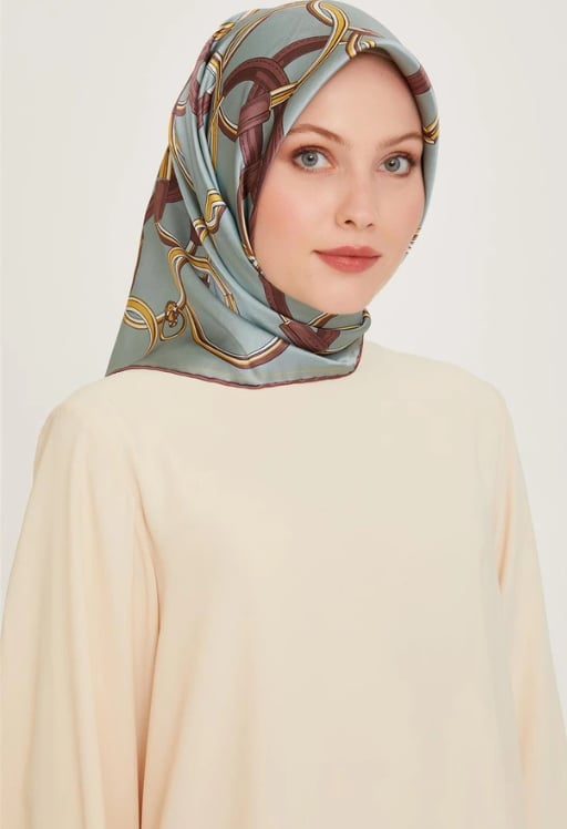 Armine Tivil İpek Eşarp 9203-50 Mint Yeşili Karışık Desen 