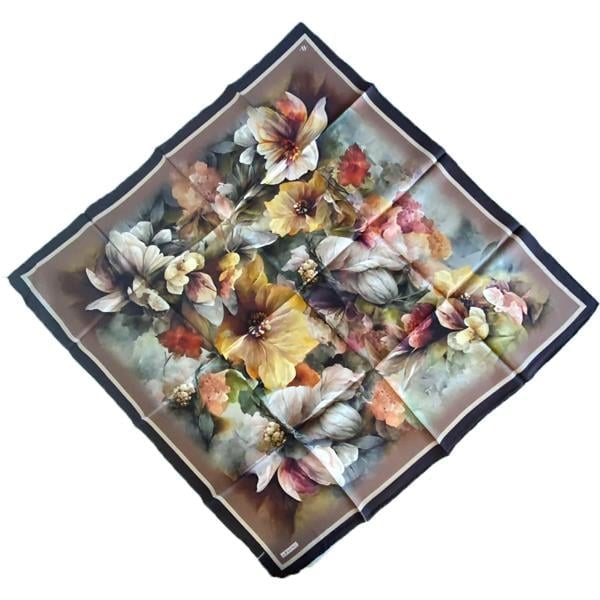 Armine Twill Silk Scarf 9211-38 Brown Mixed Pattern
