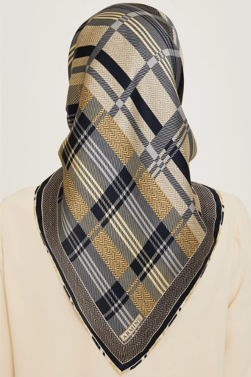 Armine Twill Silk Scarf 9223-31 Yellow Mixed Pattern