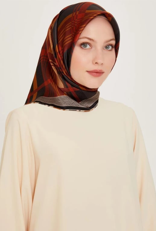 Armine Twill Silk Scarf 9223-85 Black Mixed Pattern