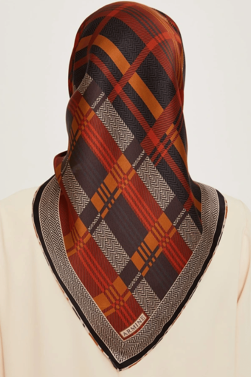 Armine Twill Silk Scarf 9223-85 Black Mixed Pattern