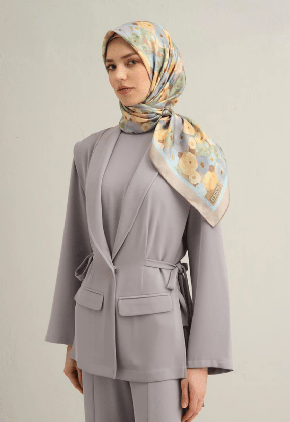 Armine Tivil İpek Eşarp 9300-03 Vizon Karışık Desen 