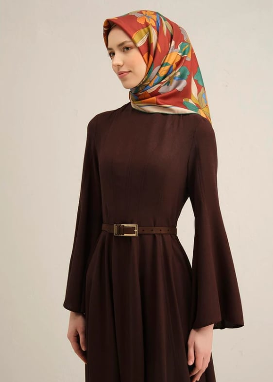 Armine Tivil İpek Eşarp 9312-52 Bordo Karışık Desen 