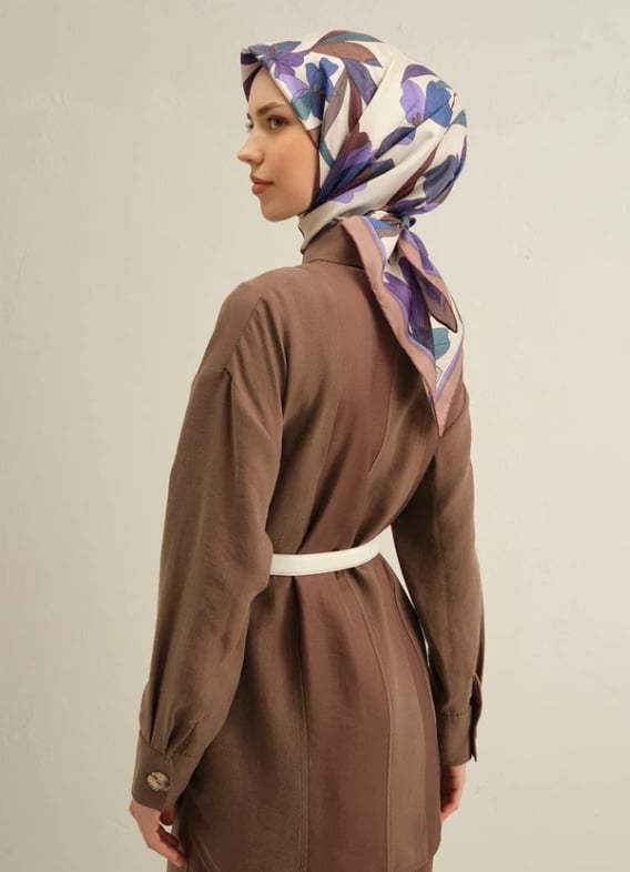 Armine Tivil İpek Eşarp 9312-81 Mor Karışık Desen 