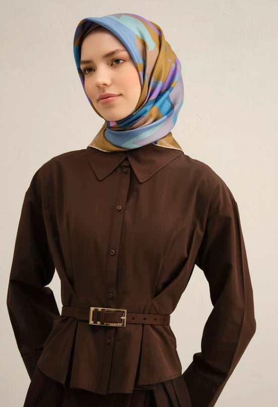 Armine Tivil İpek Eşarp 9328-31 Hardal Sarı Karışık Desen 