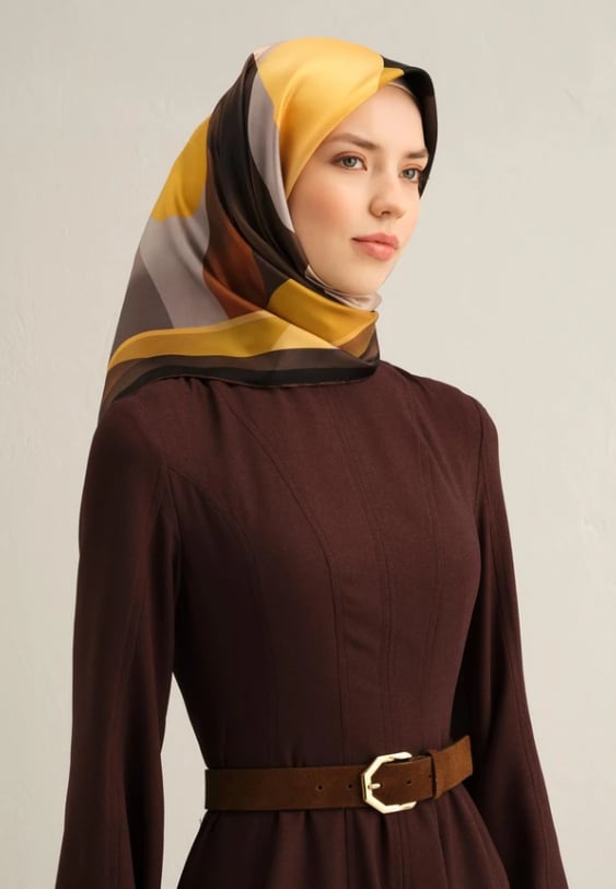 Armine Tivil İpek Eşarp 9331-57 Gri Karışık Desen 