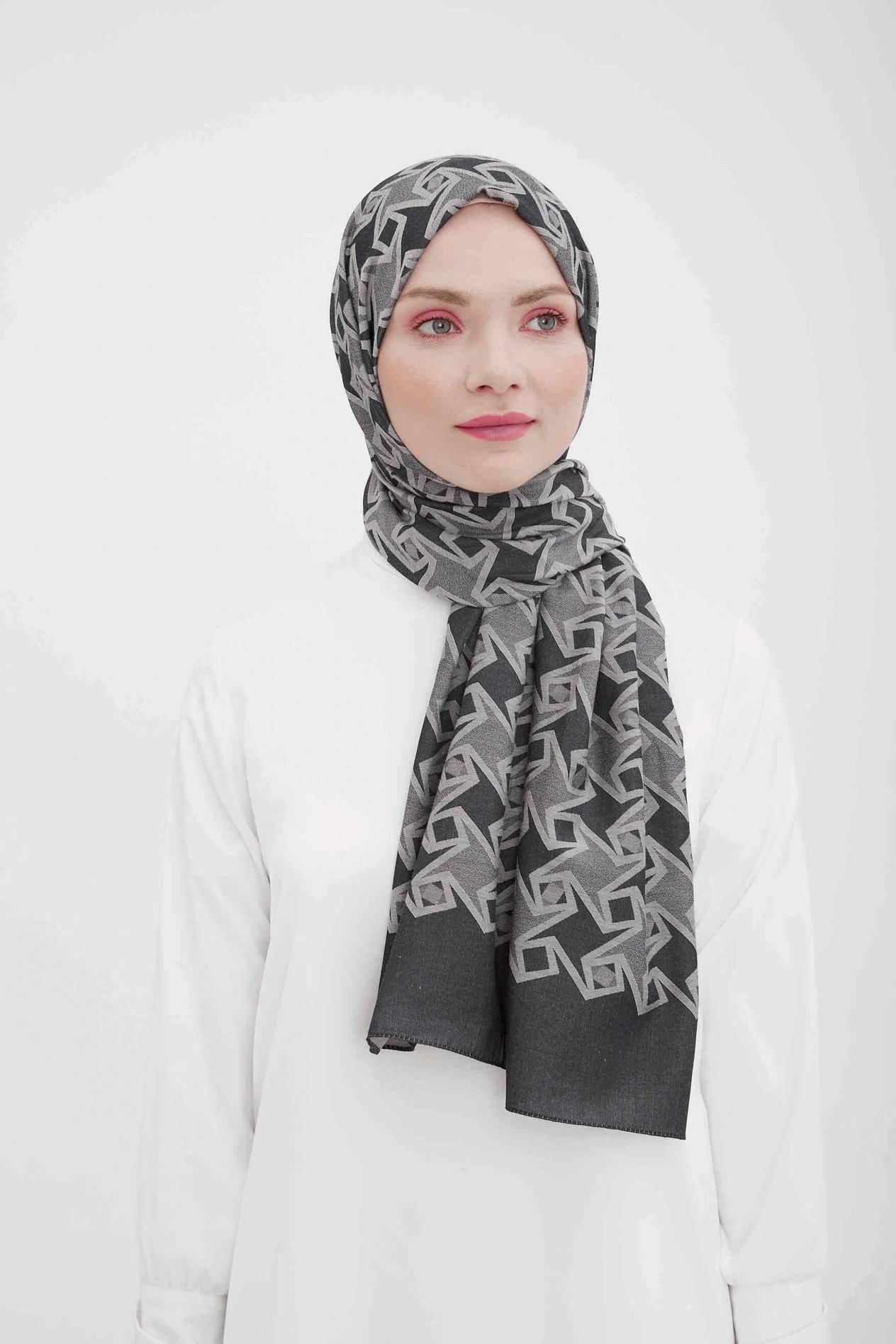 Armine Trend Akasya Şal Antrasit Desenli 4-23056