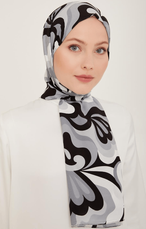 Armine Trend Defne Şal 6348-2-02 Siyah Beyaz