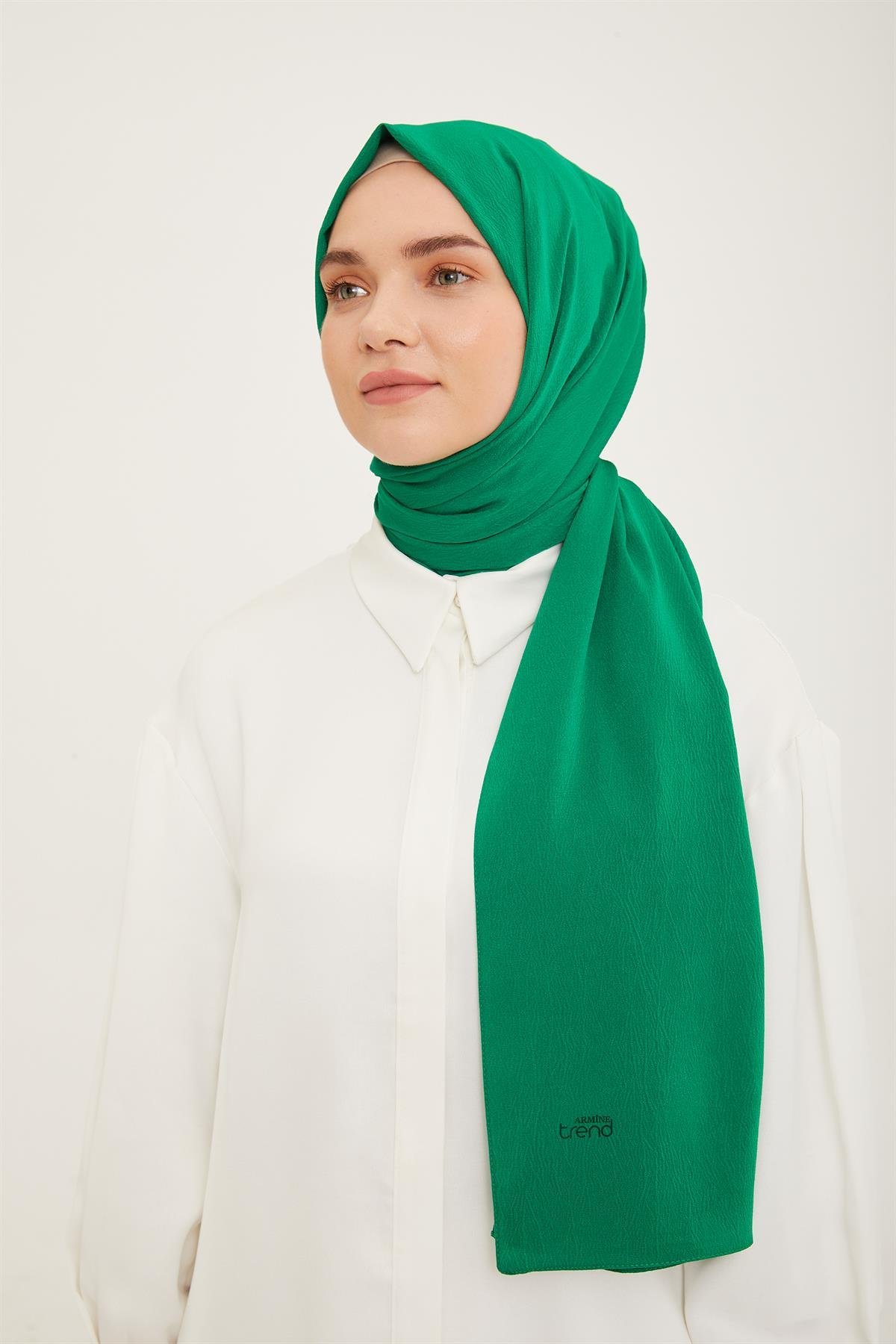 Armine Trend Yeşil Kırınkıl Şal -12