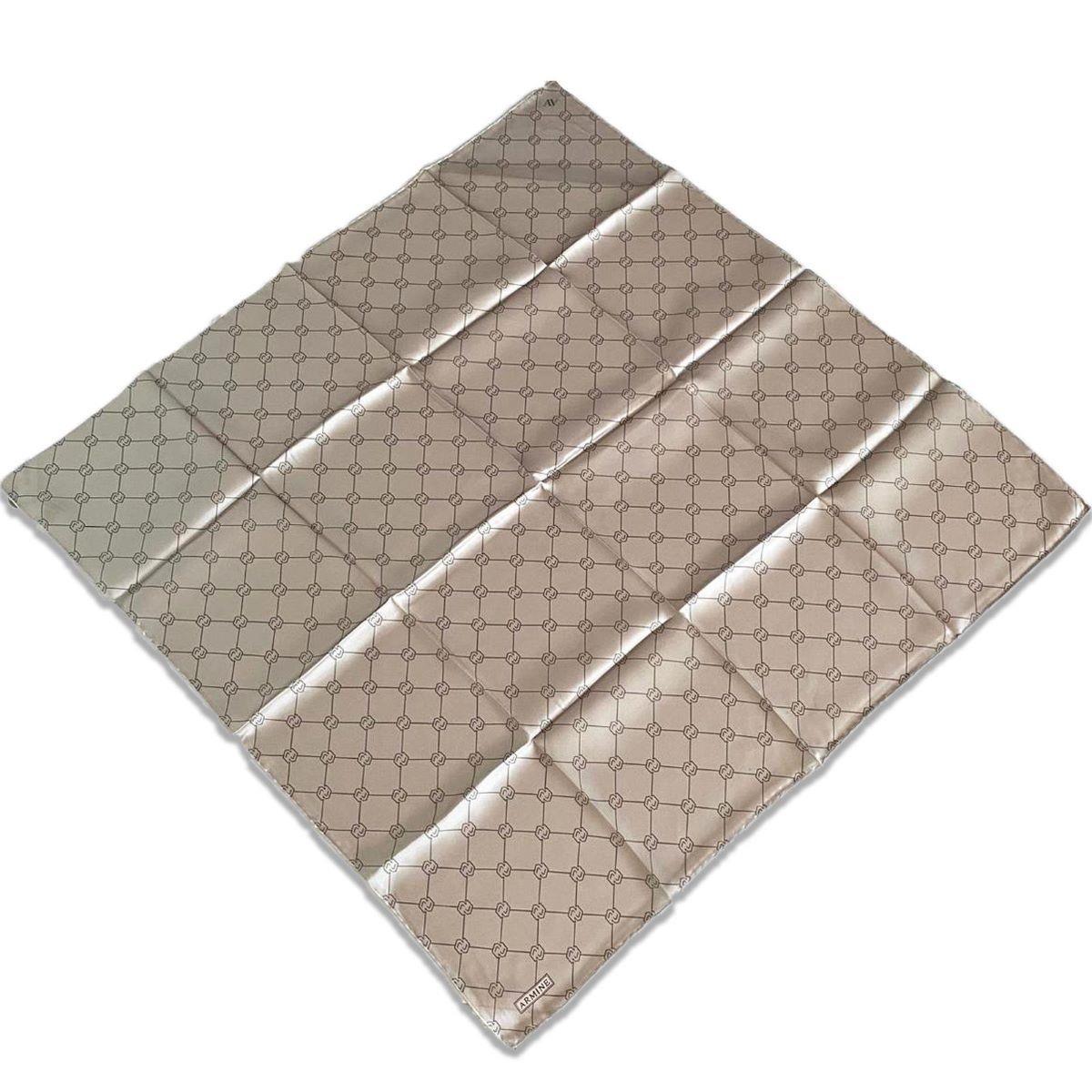 Armine Mink Monogram Pattern Twill Silk Scarf 9178-52