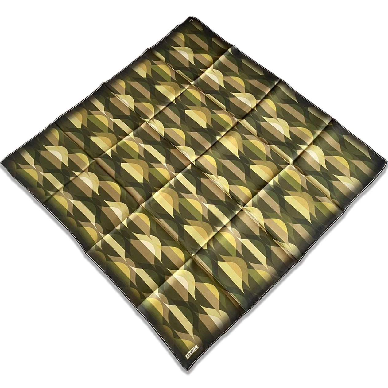 Armine Green Geometric Pattern Satin Silk Scarf 9169-37