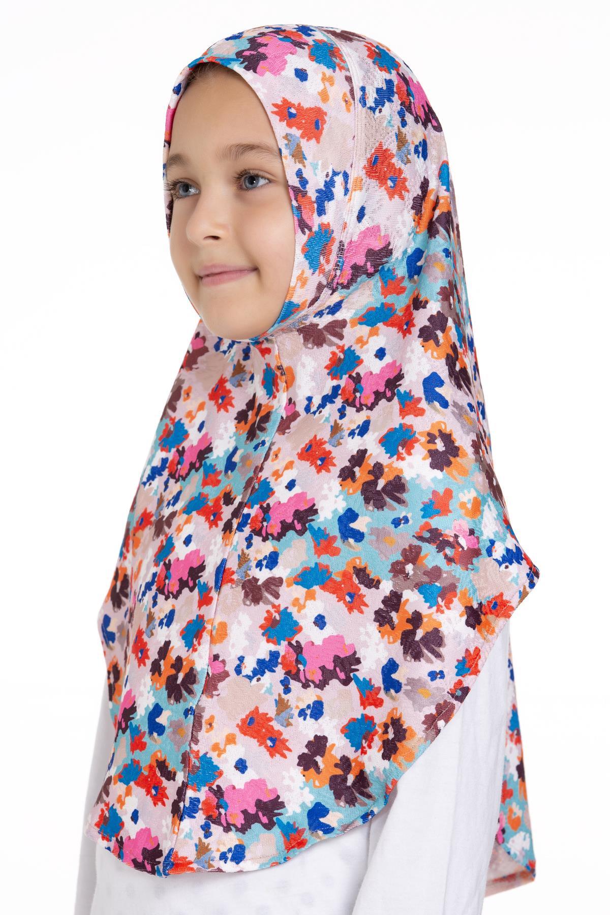 Bebe Mavisi Pratik Hazır Geçmeli Genç Tesettür Bone Jakar Desenli Hijab 2408_11