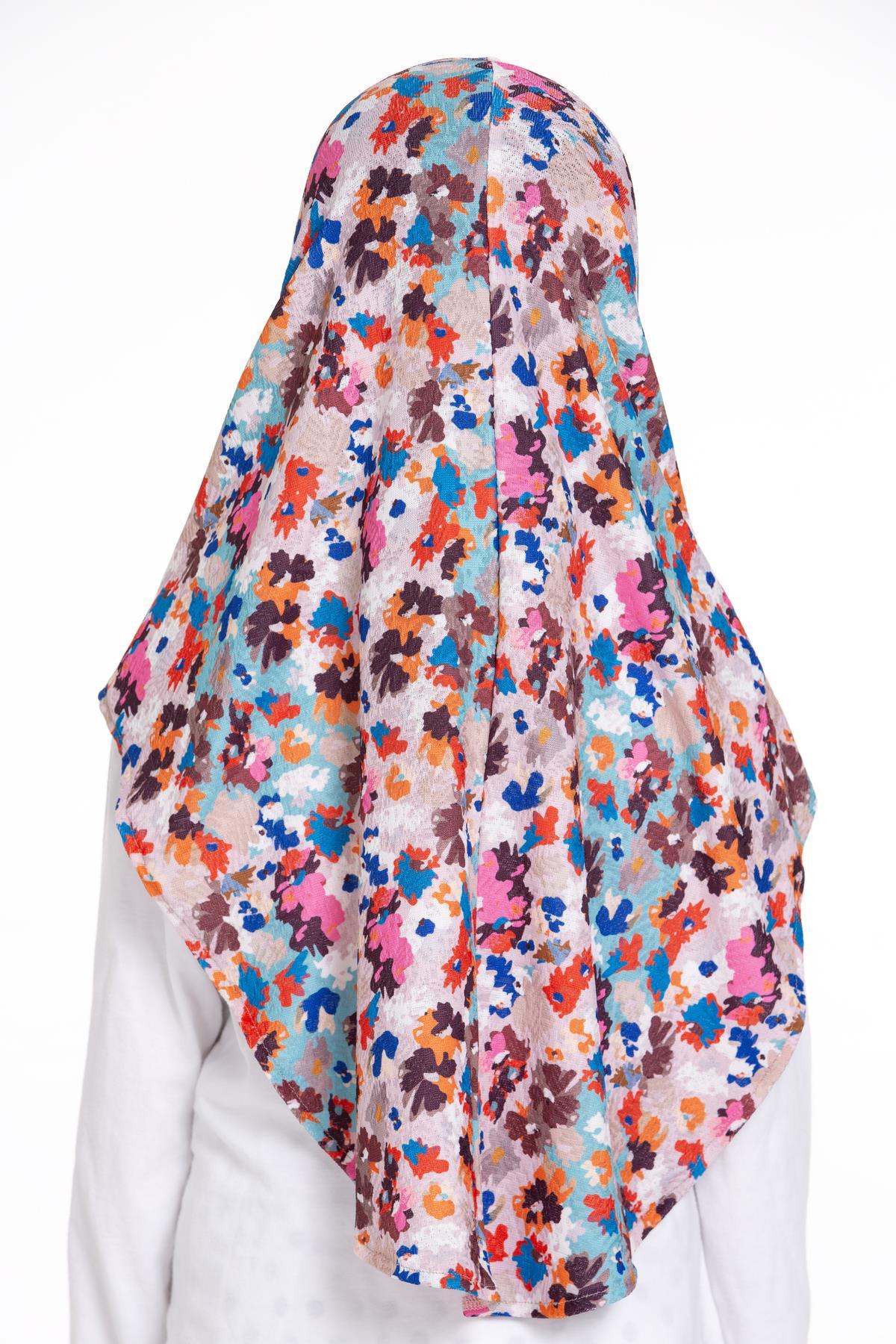 Bebe Mavisi Pratik Hazır Geçmeli Genç Tesettür Bone Jakar Desenli Hijab 2408_11