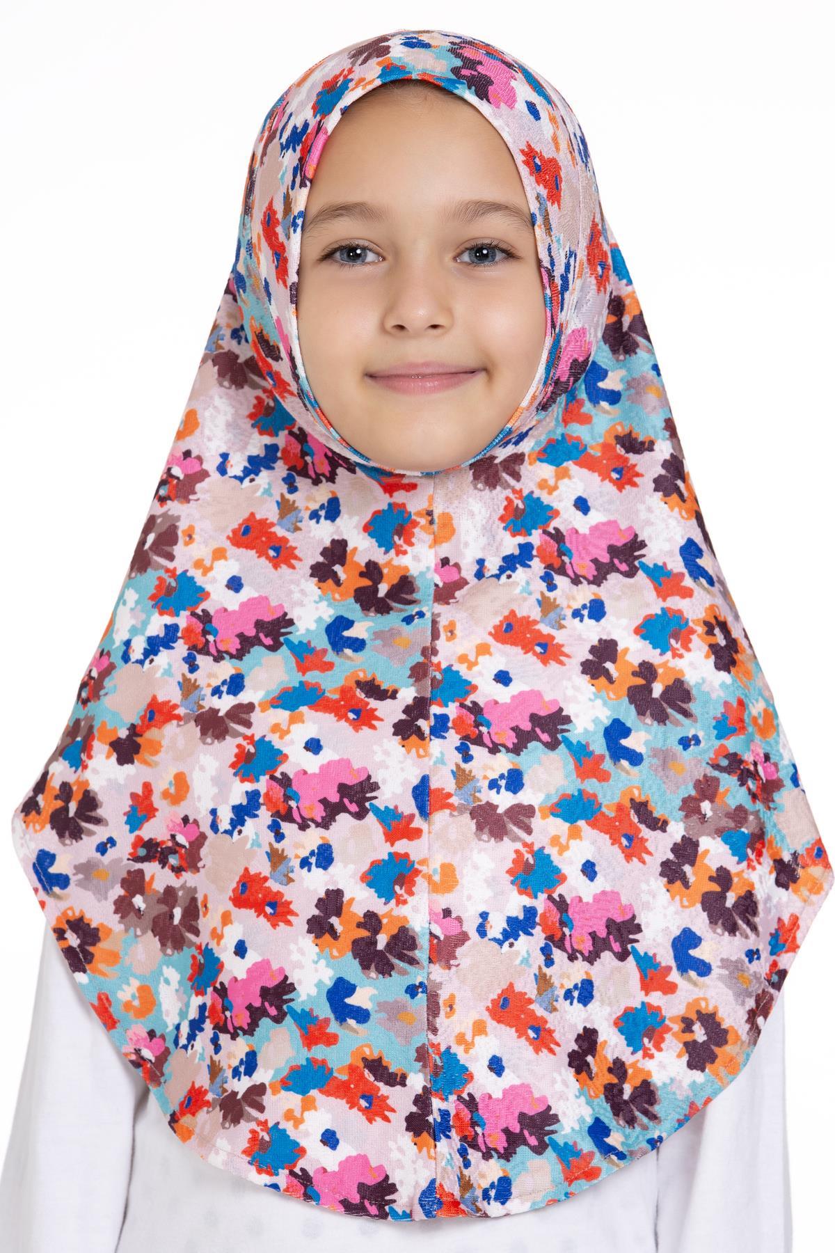Bebe Mavisi Pratik Hazır Geçmeli Genç Tesettür Bone Jakar Desenli Hijab 2408_11