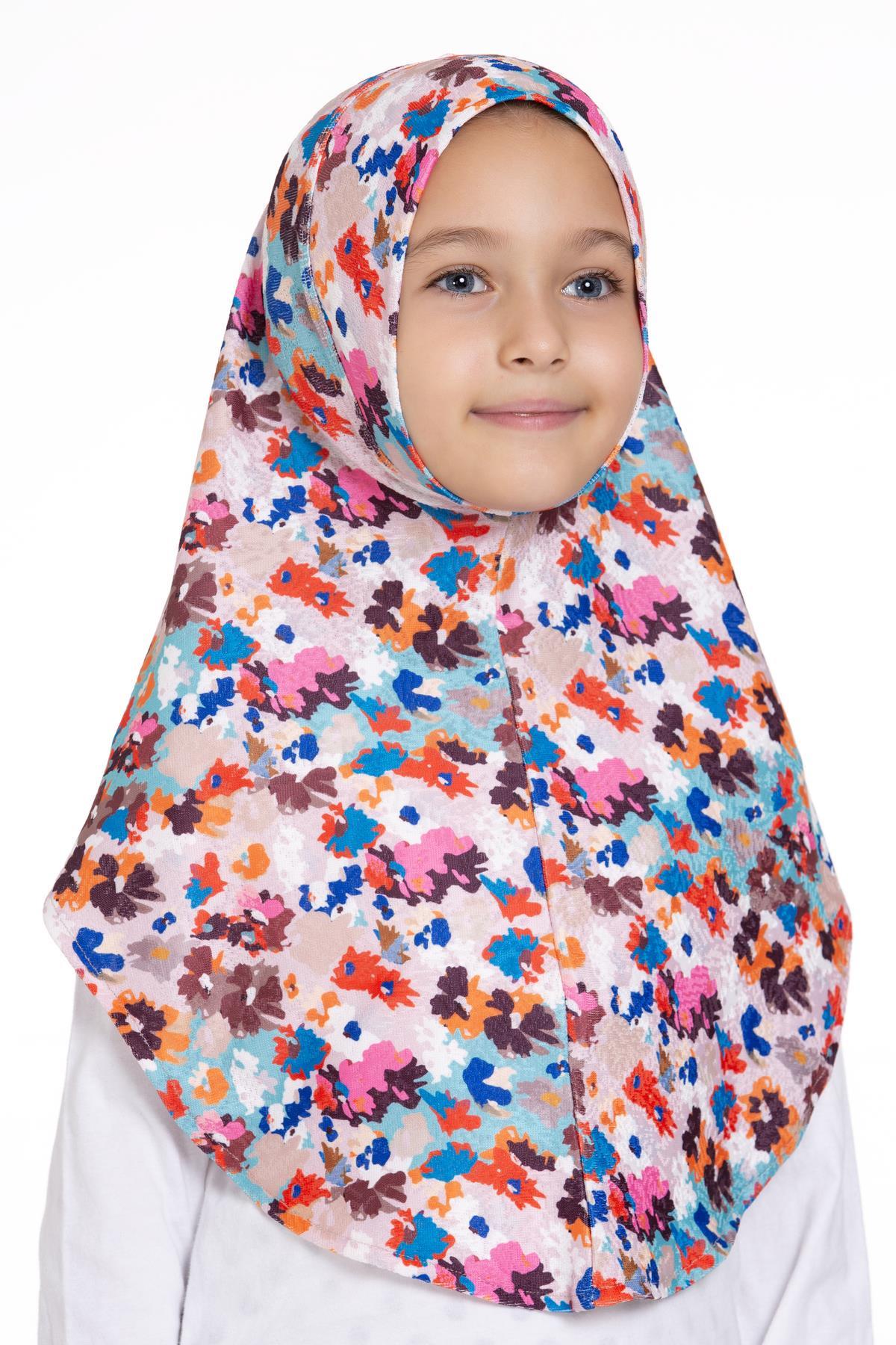 Bebe Mavisi Pratik Hazır Geçmeli Genç Tesettür Bone Jakar Desenli Hijab 2408_11