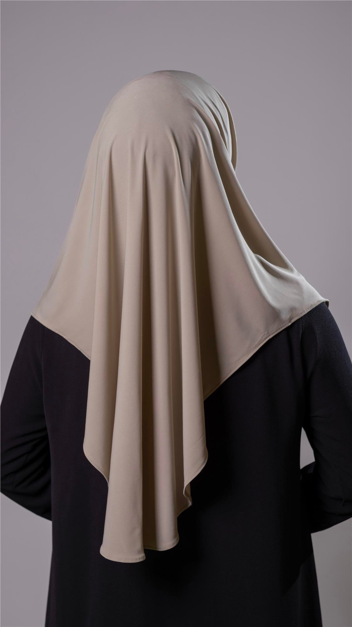 Bej Pratik Hazır Geçmeli Tesettür Eşarp Sandy Kumaş Düz Hijab 2308_12