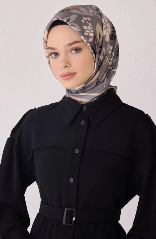 Belli Twill Silk Scarf 4043-08 Smoke Mixed Pattern