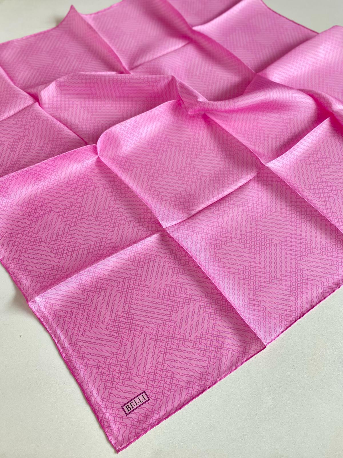 Belli Tivil İpek Eşarp 4104-50 Pembe Karışık Desen 