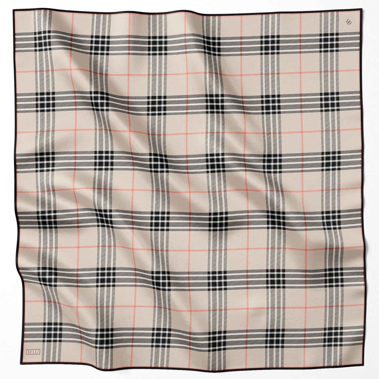 Belli Twill Silk Scarf 4122-02 Cream Mixed Pattern