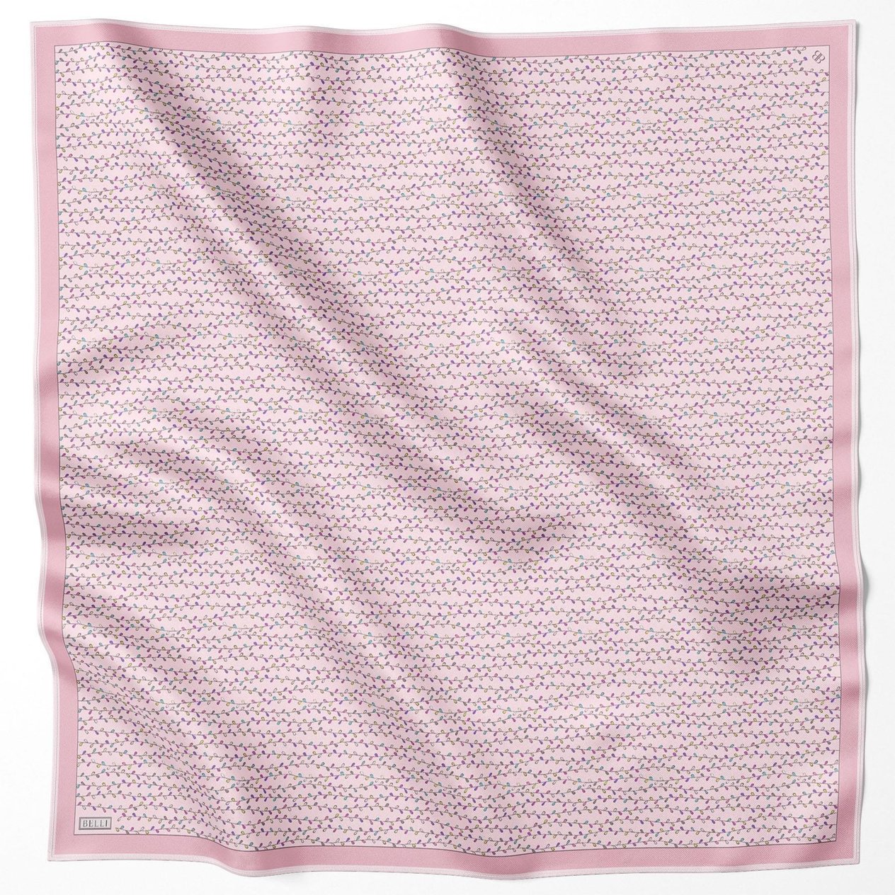 Belli Twill Silk Scarf 4128-81 Pink Mixed Pattern