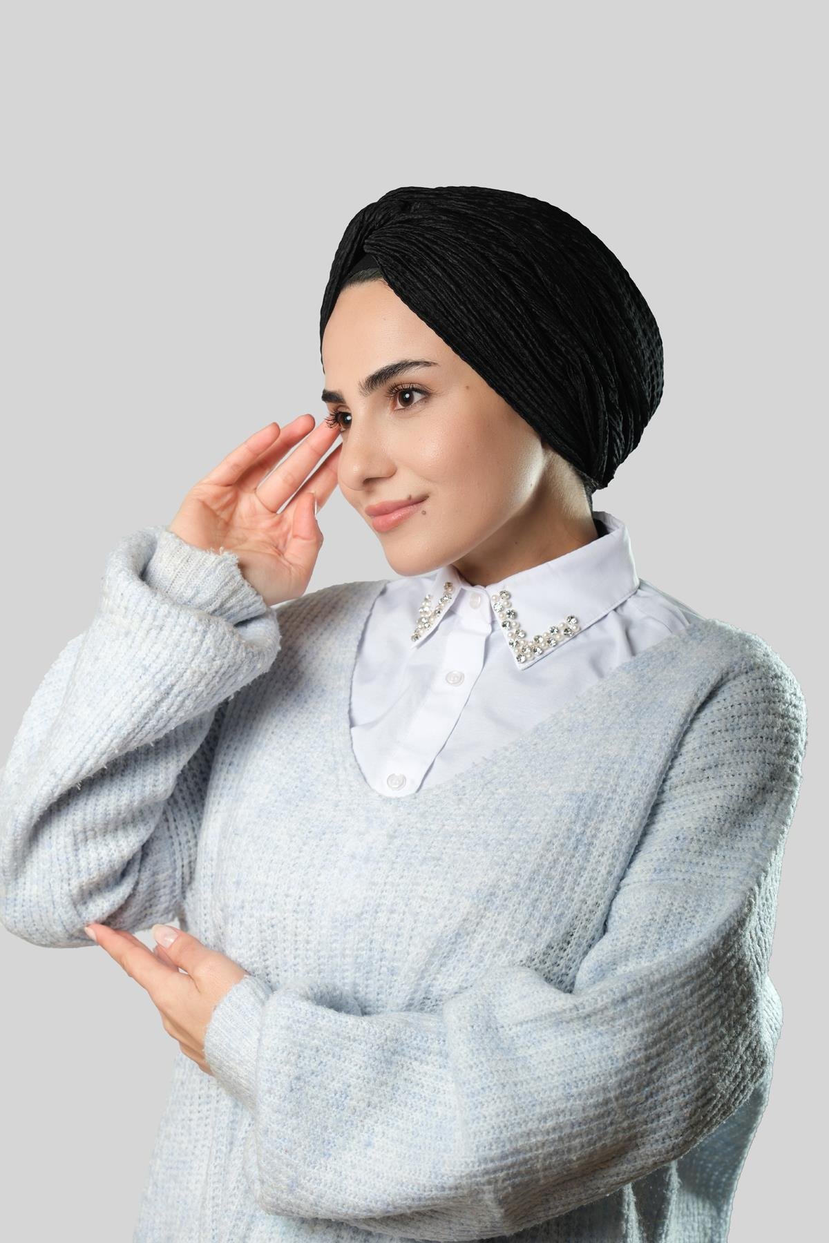 Beyaz Gömlek Yakalı Boyunluk Terikoton Taşlı İncili 1022_42