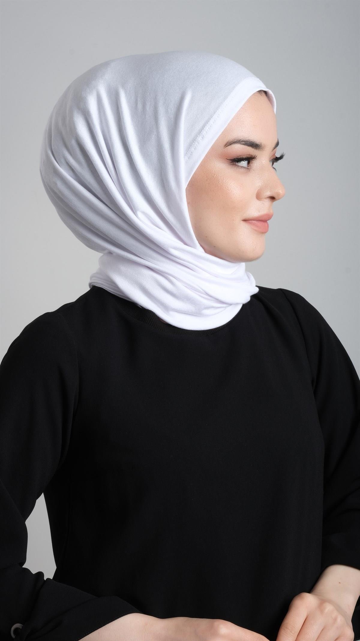Beyaz Pratik Hazır Geçmeli Şal Viskon Kumaş Penye Şal 2108_42