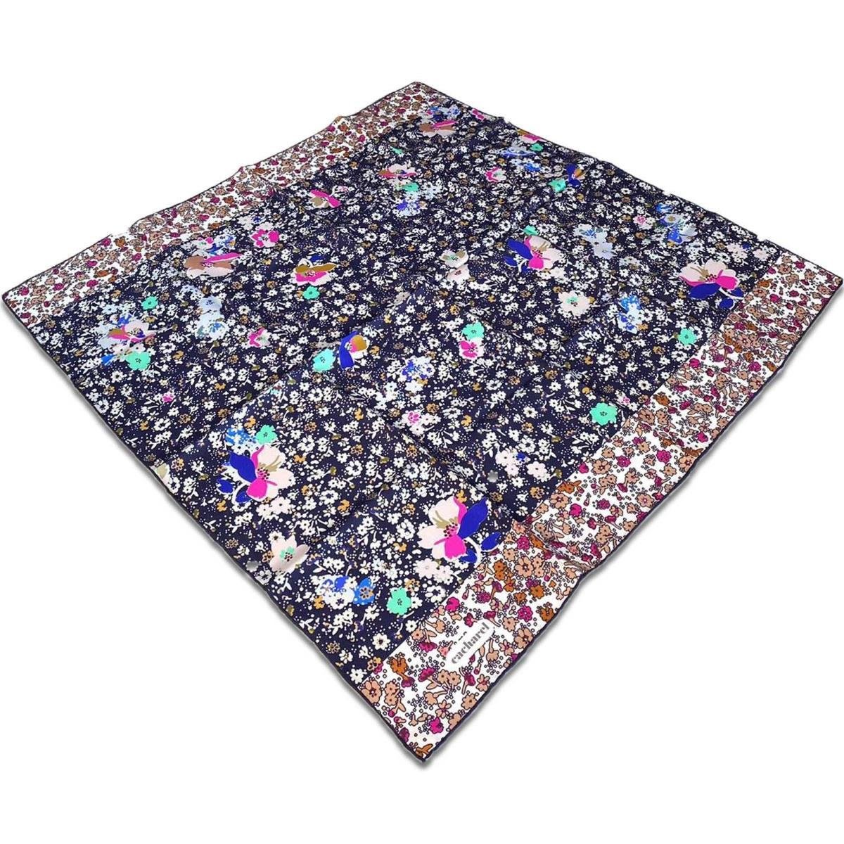 Cacharel White Mixed Flower Pattern Twill Silk Scarf 8860313-922