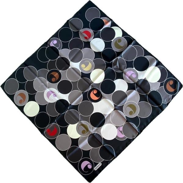 Cacharel Defective Twill Silk Scarf 36967 Black Mixed Pattern