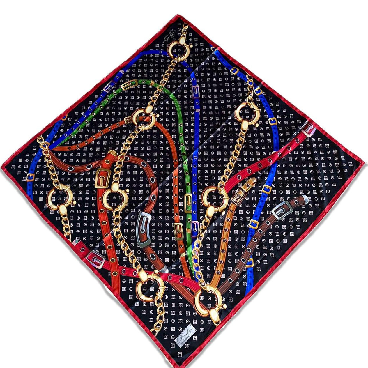 Defolu Polyester La Boutique Kırmızı Karma Monogram Desen Eşarp 1562-01  34603