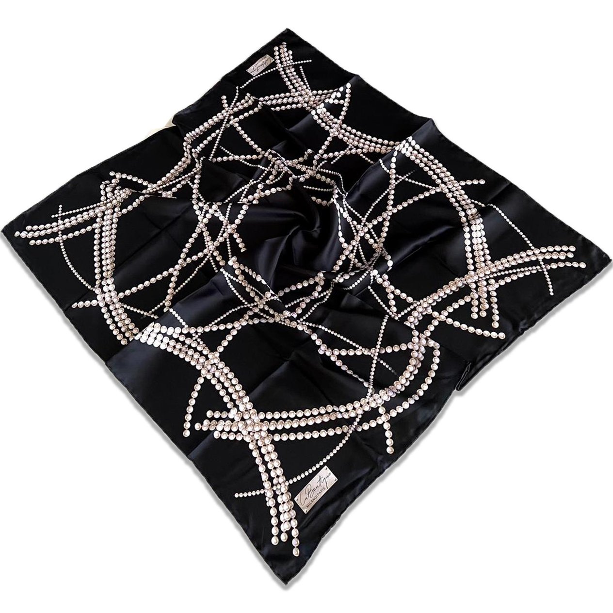 Defolu Polyester La Boutique Siyah İnci Desen Eşarp 1808-01 34616