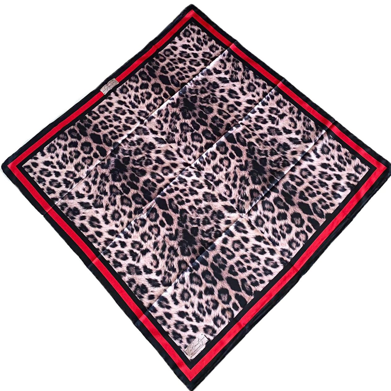 Defolu Polyester La Boutique Siyah Kırmızı Leopar Desen Eşarp 1359-10  34586