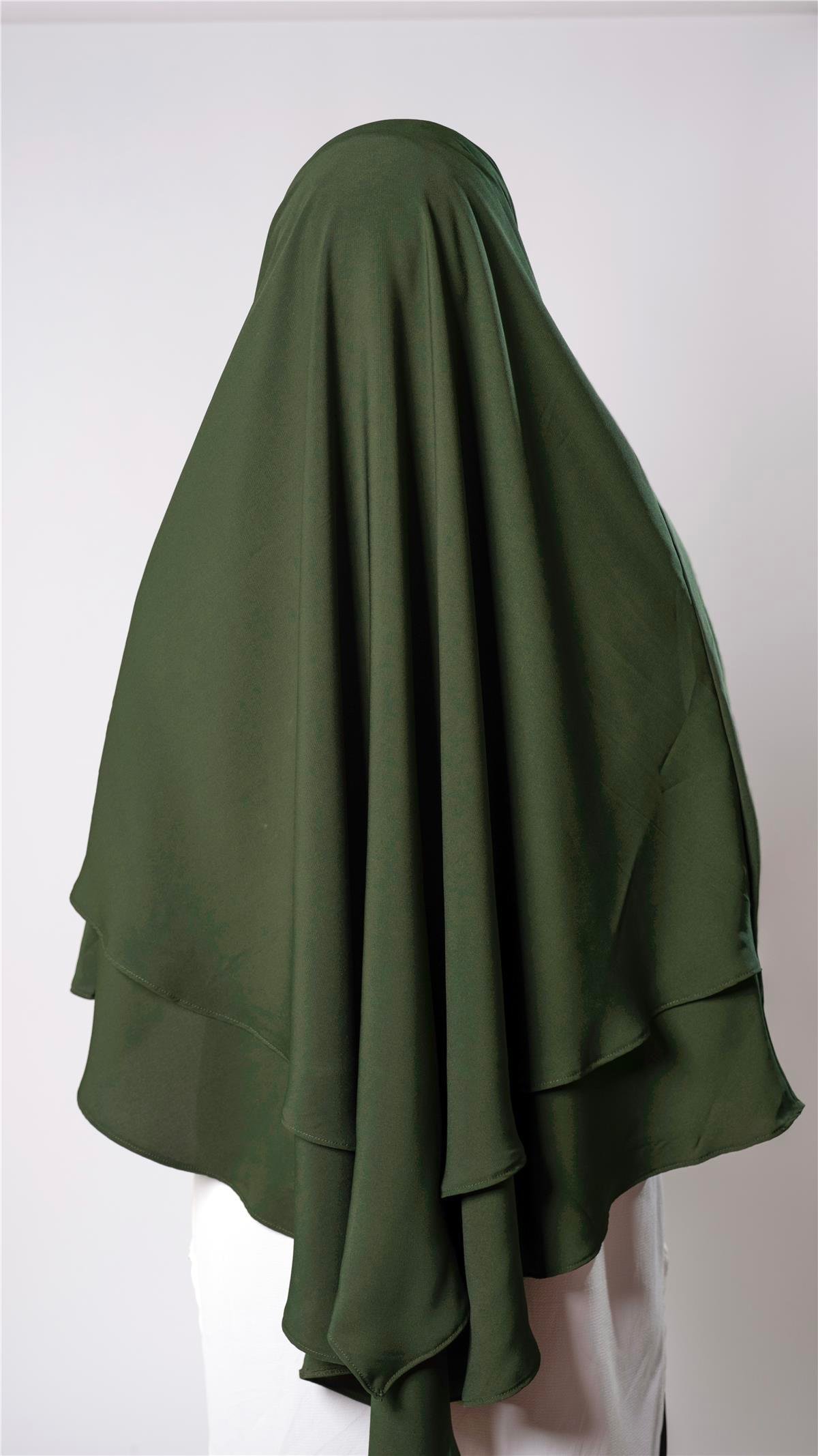 Haki Pratik Hazır Geçmeli Tesettür Eşarp Medine İpeği Bağcıklı Çift Katlı Sufle Hijab 2302_09