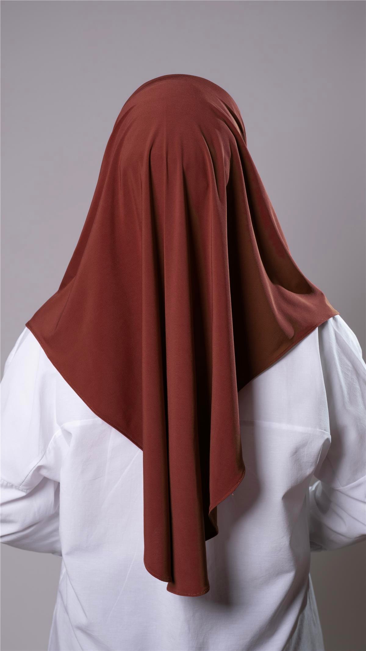 Kiremit Pratik Hazır Geçmeli Tesettür Eşarp Sandy Kumaş Düz Hijab 2308_05