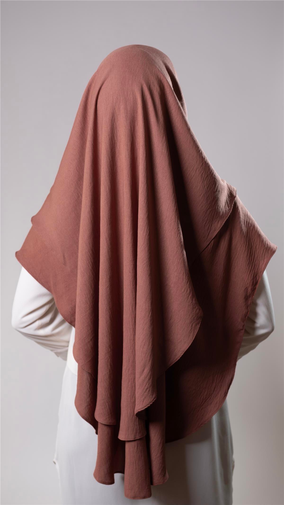 Kiremit Pratik Hazır Geçmeli Tesettür Eşarp Pamuk Caz Kumaş Çift Katlı Düz Hijab 2303_05
