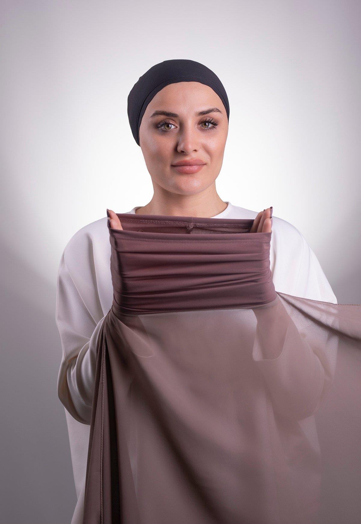 Koyu Violet Pratik Hazır Geçmeli Şal Şifon Boru Boneli 3001_44