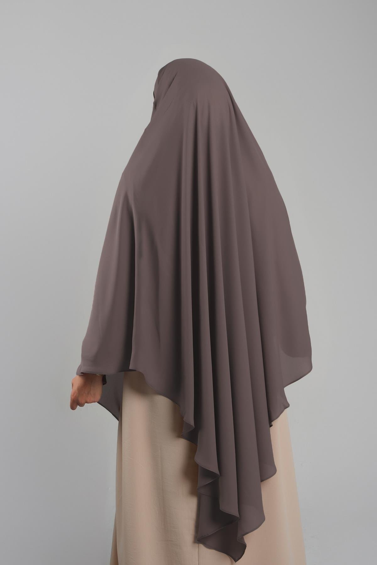 Koyu Vizon Pratik Hazır Geçmeli Tesettür Eşarp Krep Bağcıklı Sufle Hijab 2313_38