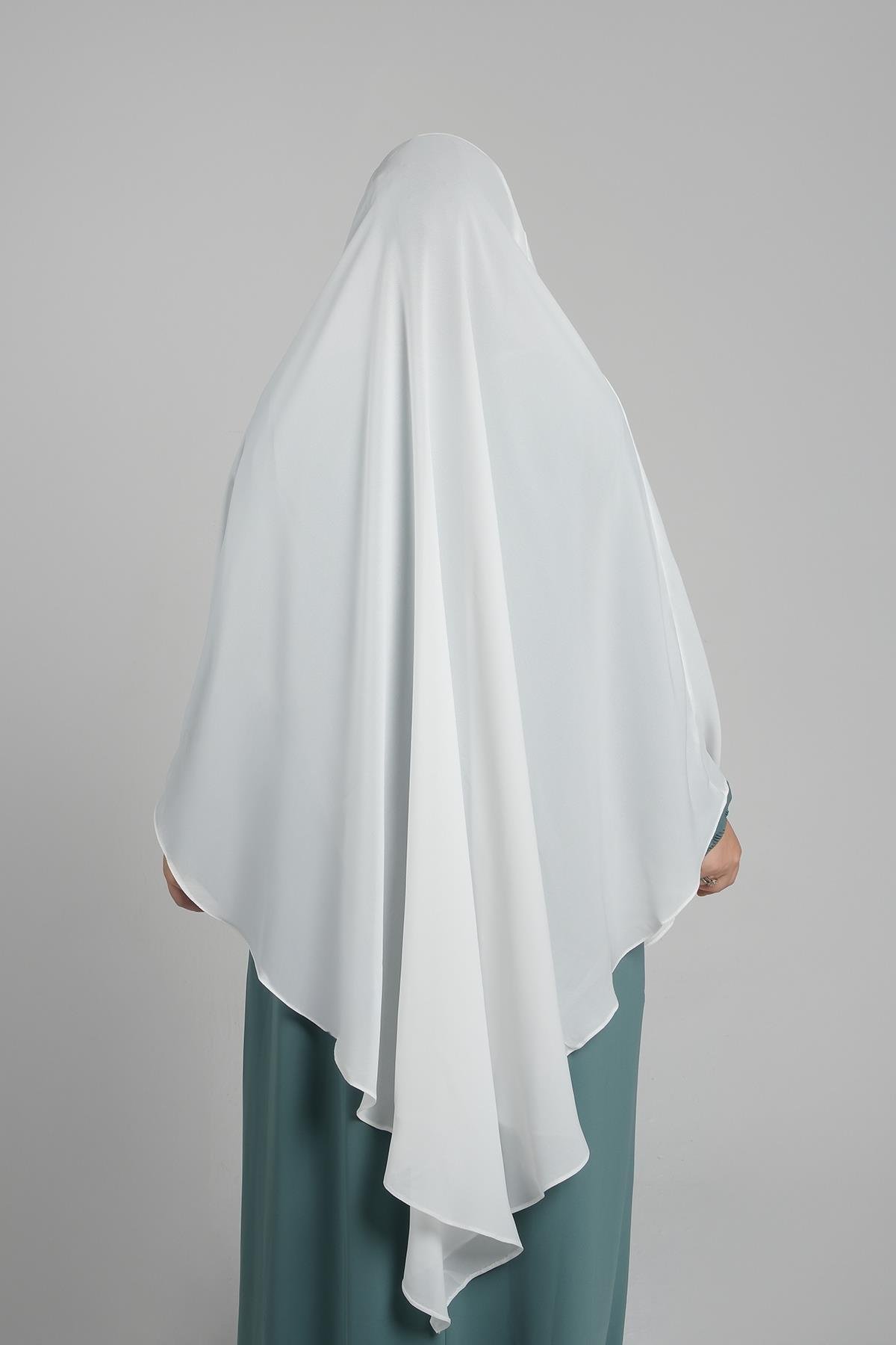 Krem Pratik Hazır Geçmeli Tesettür Eşarp Krep Bağcıklı Sufle Hijab 2313_40