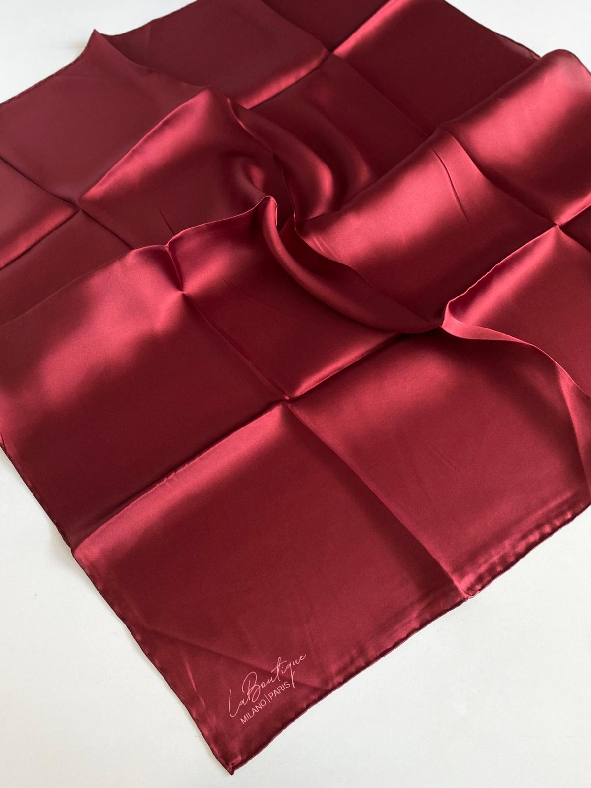 La Boutique Defolu Sura İpek Eşarp 48654 Bordo Düz Renk