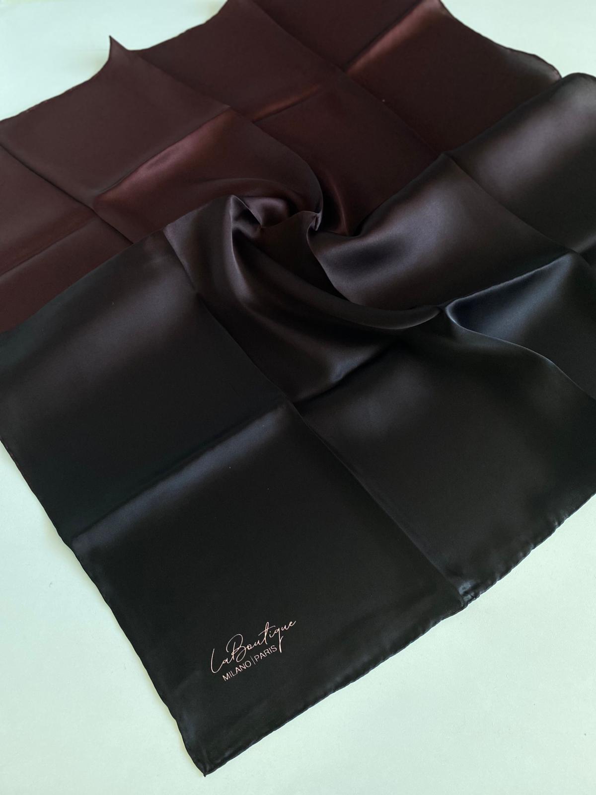 La Boutique Defolu Sura İpek Eşarp 48837 Bordo-Siyah Degrade Desen