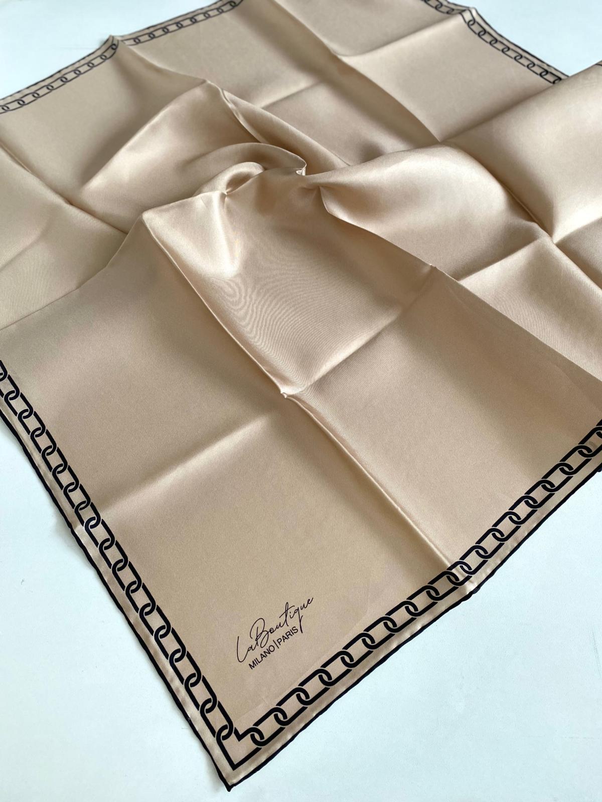 La Boutique Defolu Tivil İpek Eşarp 48583 Vizon Karışık Desen