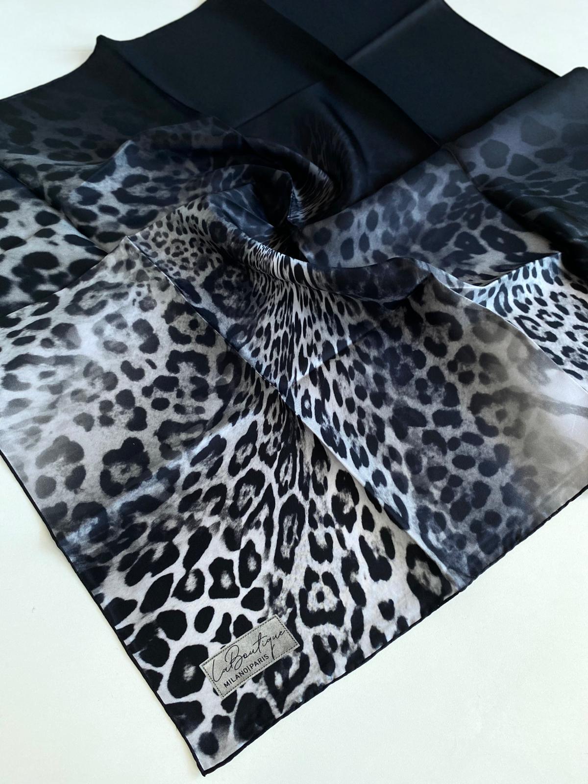 La Boutique Defolu Tivil İpek Eşarp 48556 Siyah Karışık Desen