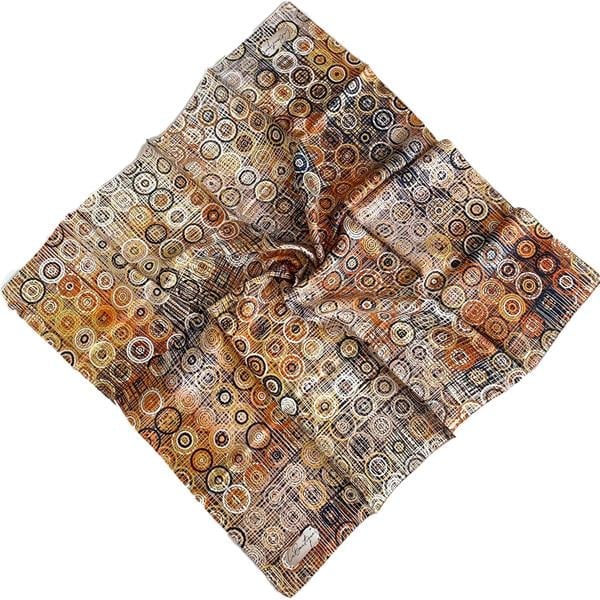 La Boutique Tivil Silk Scarf 2007-05-32997 Orange Cream Mixed Pattern