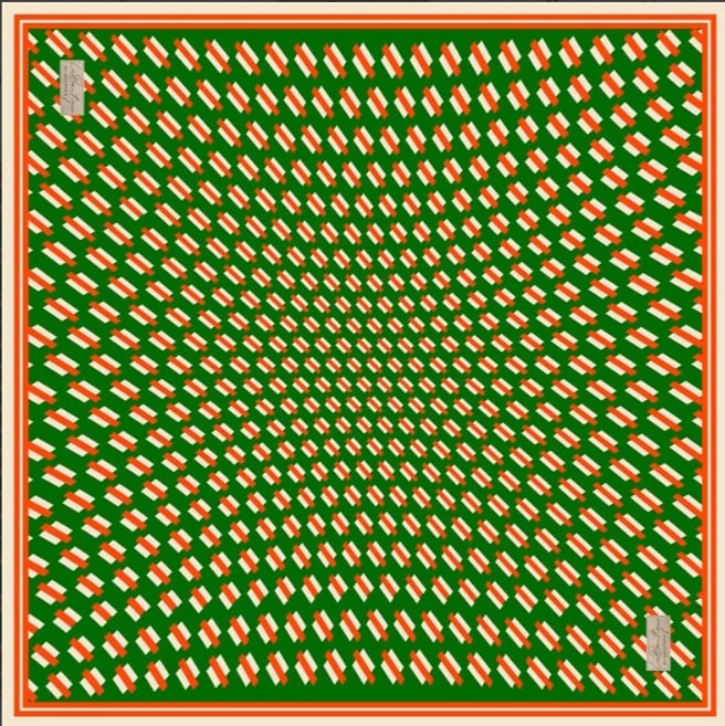 La Boutique Tivil Pure Silk Scarf 235405-49026 Green Mixed Pattern