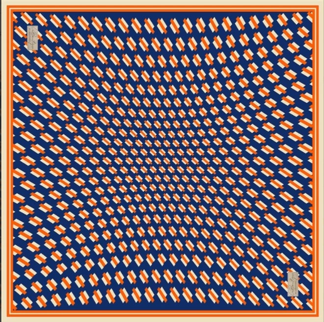 La Boutique Tivil Pure Silk Scarf 235402-49027 Blue Mixed Pattern