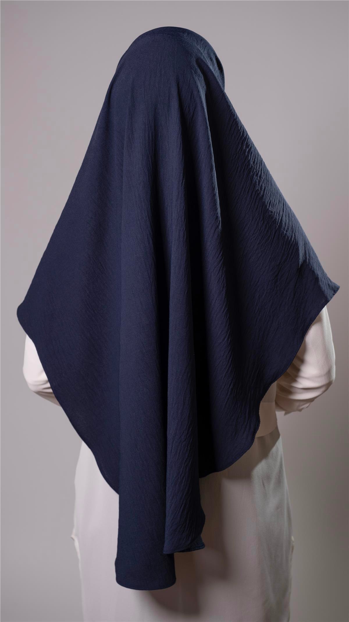Lacivert Pratik Hazır Geçmeli Tesettür Eşarp Aerobin Kumaş  Çapraz Hijab 2307_02