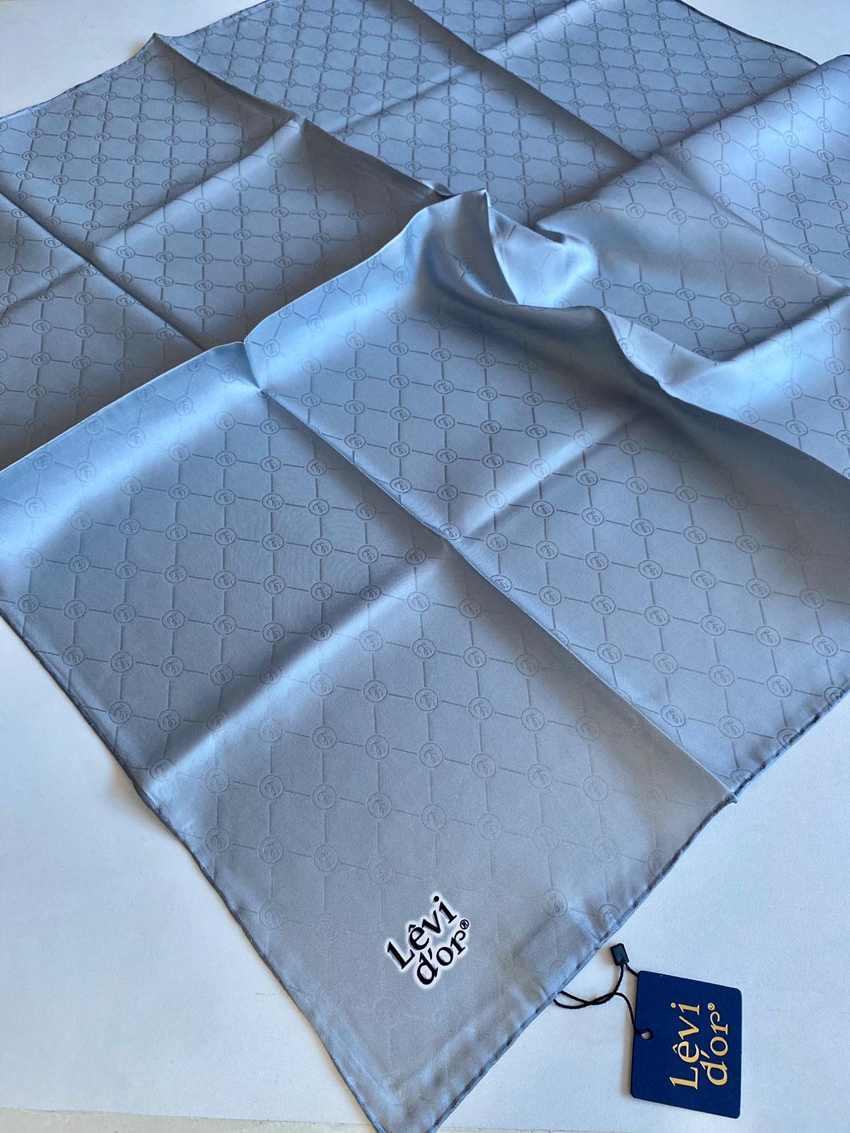 Levidor Twill Silk Scarf 4122-02 Gray Monogram Pattern