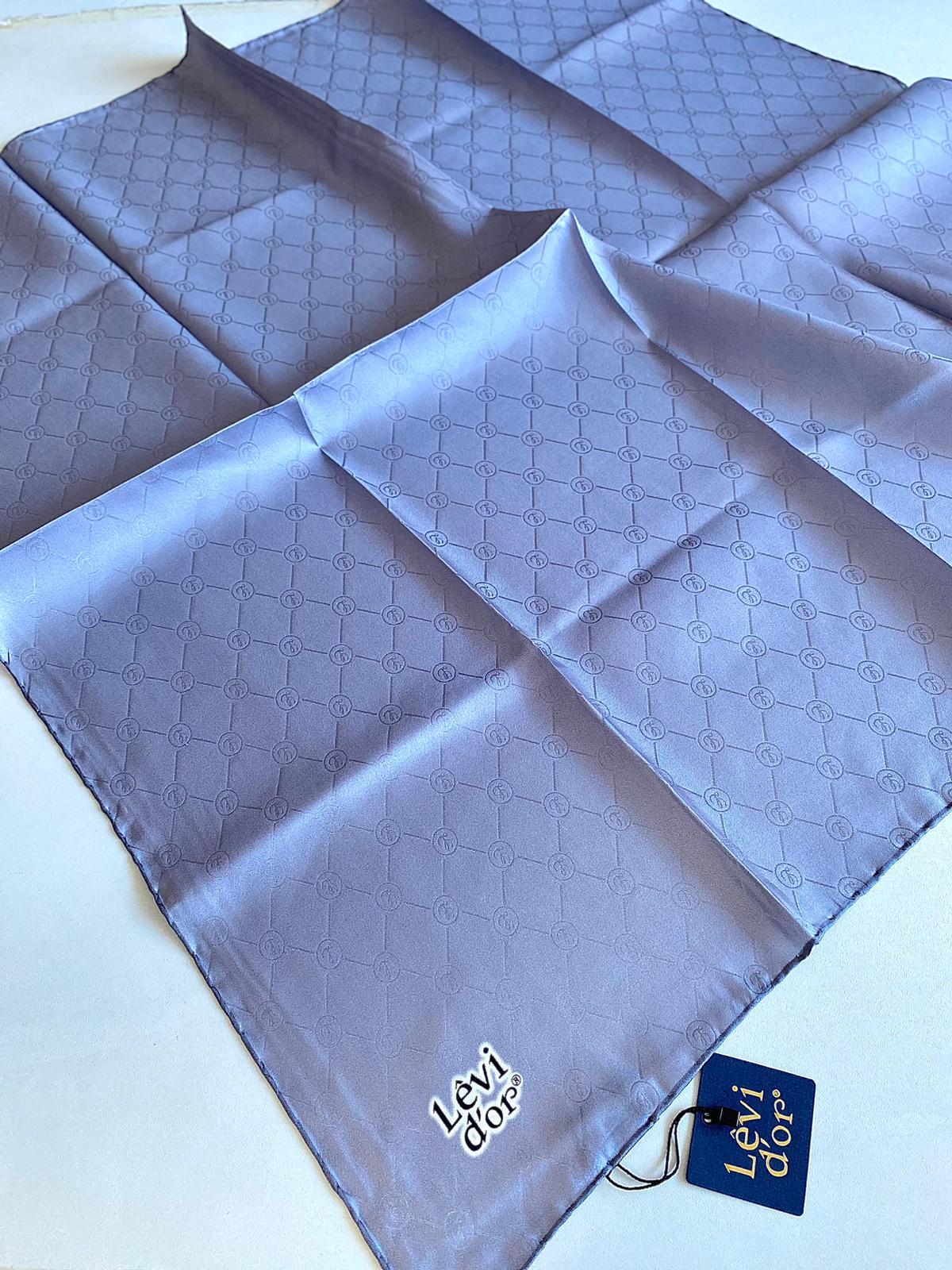 Levidor Twill Silk Scarf 4122-10 Gray Monogram Pattern
