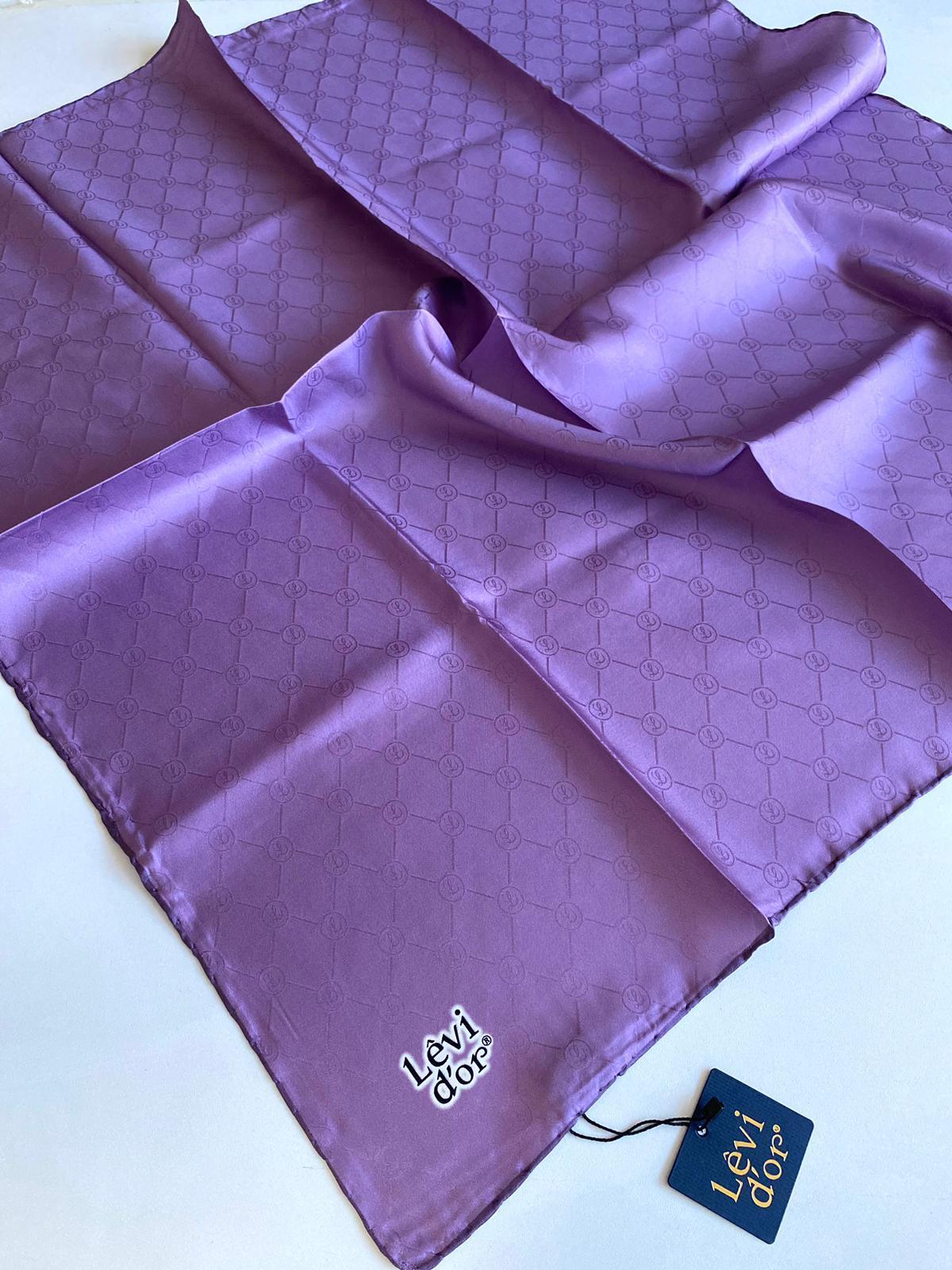 Levidor Twill Silk Scarf 4122-16 Dark Lilac Monogram Pattern