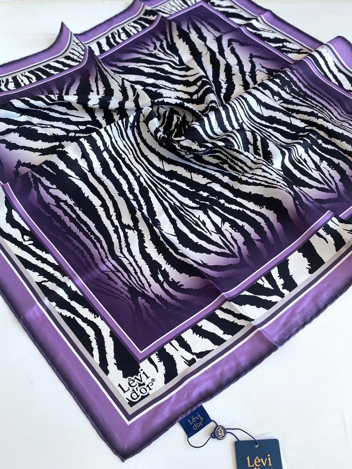 Levidor Silk Twill Scarf 46855 Purple Mixed Pattern
